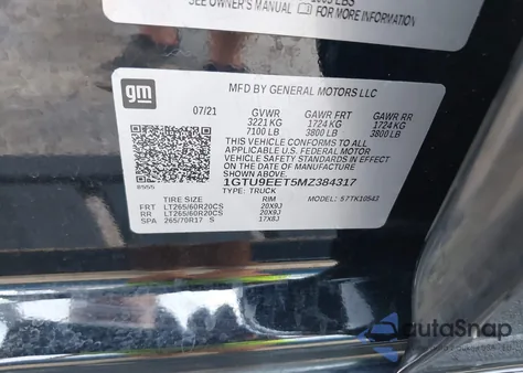 2021 GMC Sierra 1500 4Wd Short Box At4 from USA, damaged, VIN 1GTU9EET5MZ384317